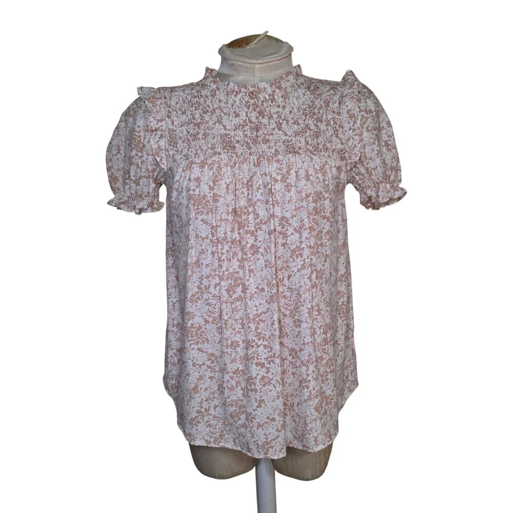Blue Pepper Womens Short‎ Sleeve Top Floral Size S NWT
